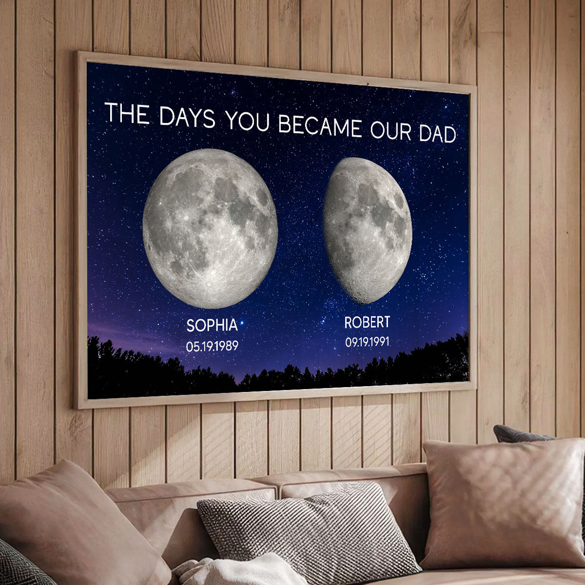 Galaxy Night Custom Birth Moon Phase The Days You Became Our Dad Personalized Poster| Heartfelt Father's Day Gift For Dad, Husband