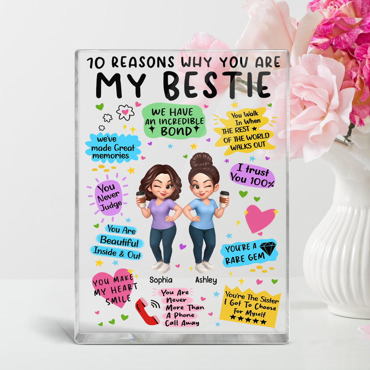 10 Reasons Why You Are My Besties Personalized Acrylic Block Plaque