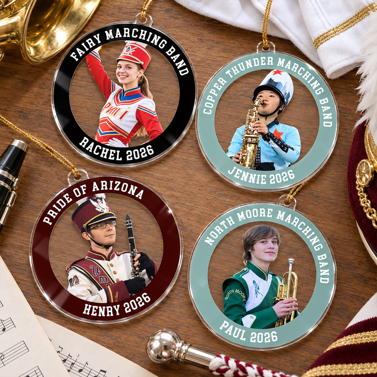 Custom Photo Marching Band - Personalized Acrylic Ornament - Marching Band Keepsake, Christmas Gift for Daughter, Son, Grandkids