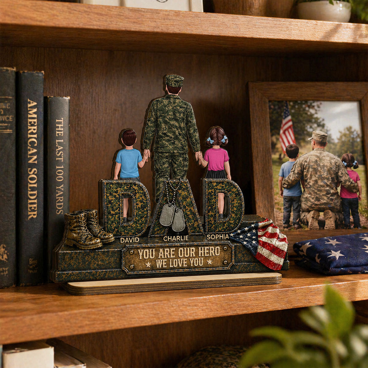 Army Dad You Are Our Hero - Personalized 2-Layered Wooden Plaque - Father's Day Gift For Dad, Husband