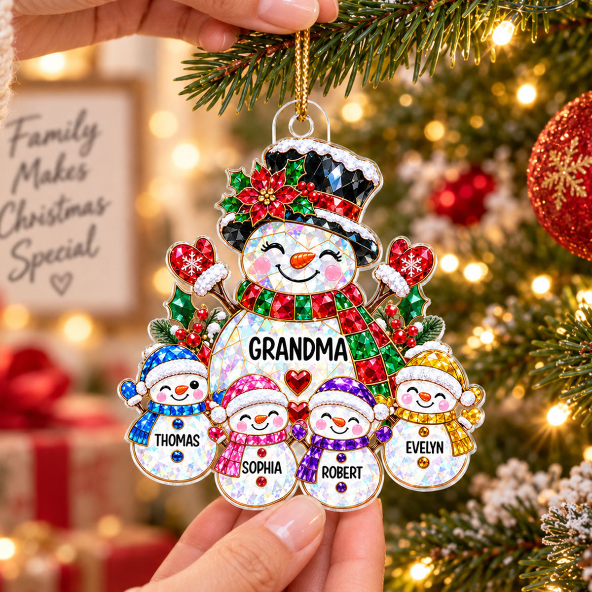 Grandma's Little Snowmen - Personalized Acrylic Ornaments - Christmas Gift For Grandma, Grandkids