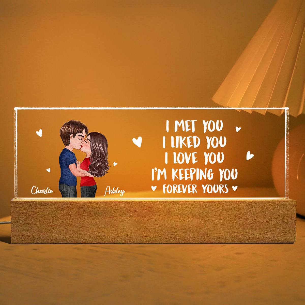 I Love You I'm Keeping You Personalized Acrylic LED Night Light, Anniversary Gift For Her, Gift For Him
