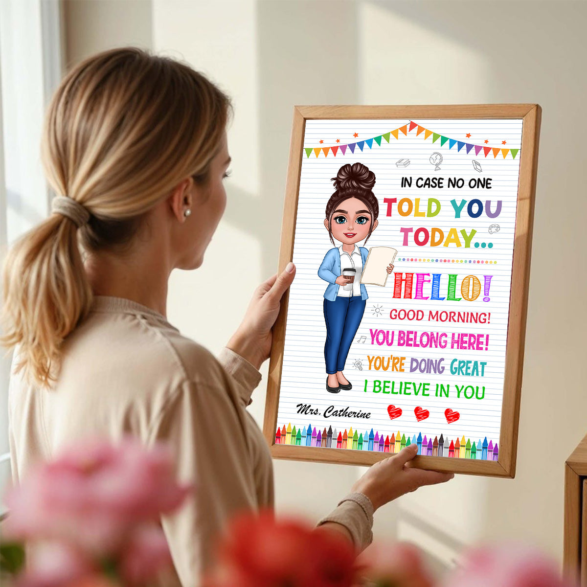 In Case No One Told You Today Hello Good Morning I Believe In You Personalized Poster, Classroom Decor For Teacher