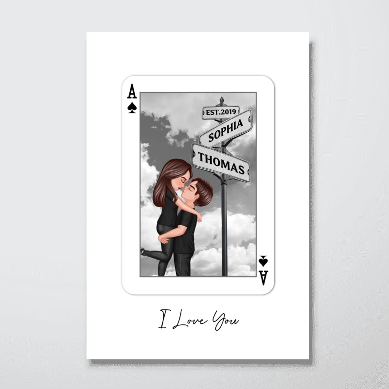 Couple Street Signs Personalized Playing Cards Print Personalized Poster,  Gift For Her, Unique Couples Gift, Romantic Gift