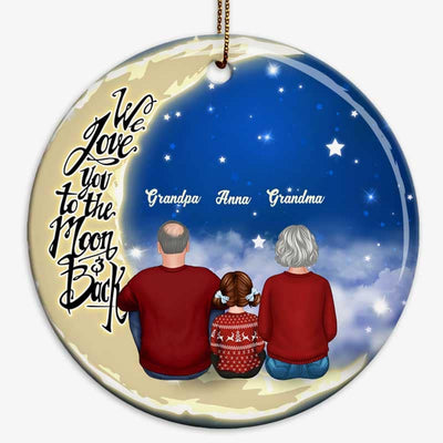 Grandma Grandpa Grandparents Grandkid On Moon Personalized Circle Ornament