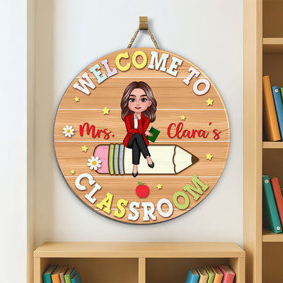 Custom Teacher Name Sign, Classroom Teacher Gift Personalized Classroom wood Teacher Door Sign Colorful Teacher Decor