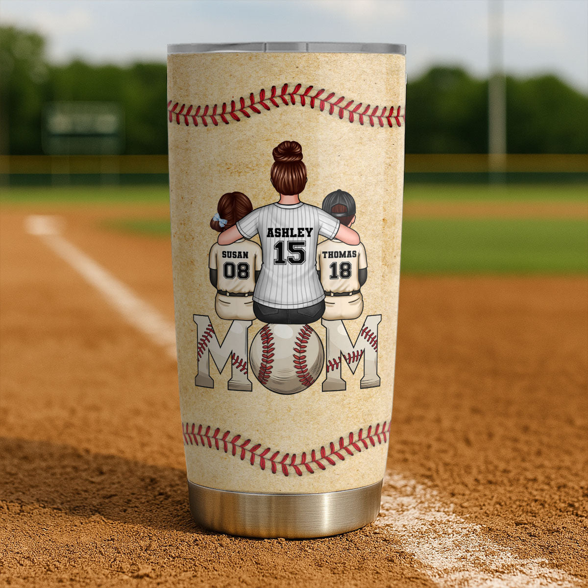 Baseball, Softball Mom And Kids Personalized Tumbler, Gift for Mom, Gift for Wife