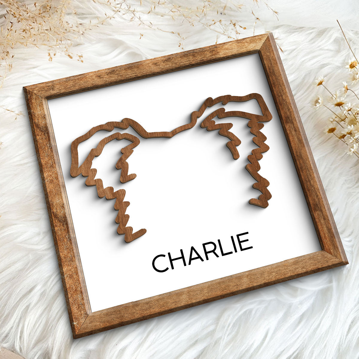 Custom Dog Ear Line Drawing Personalized 2-Layer Wooden Plaque