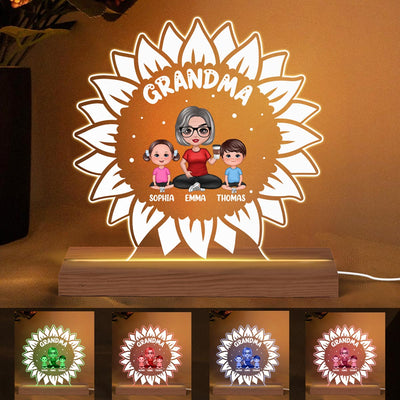 Sunflower Doll Grandma Grandkids Personalized Custom Shape LED Night Light