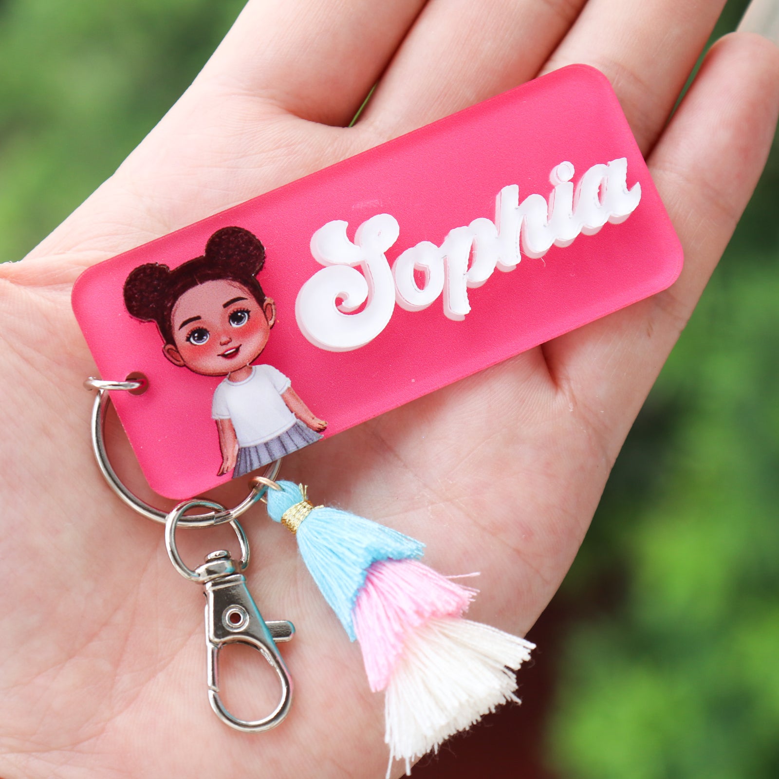 Cute Kid Personalized 2-Layer Acrylic Keychain, Name Tag, Back To School Gift