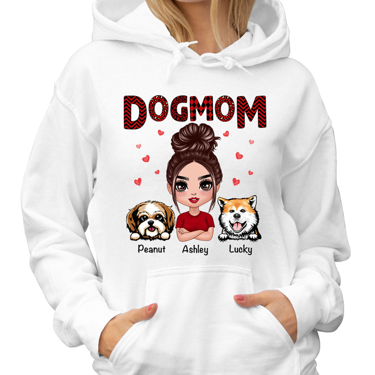 Doll Dog Mom Red Pattern Personalized Shirt