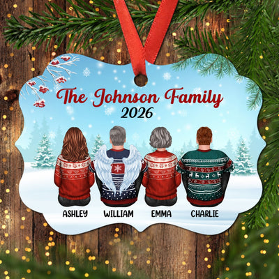 Family Sisters Brothers Siblings In Snow Personalized Christmas Ornament
