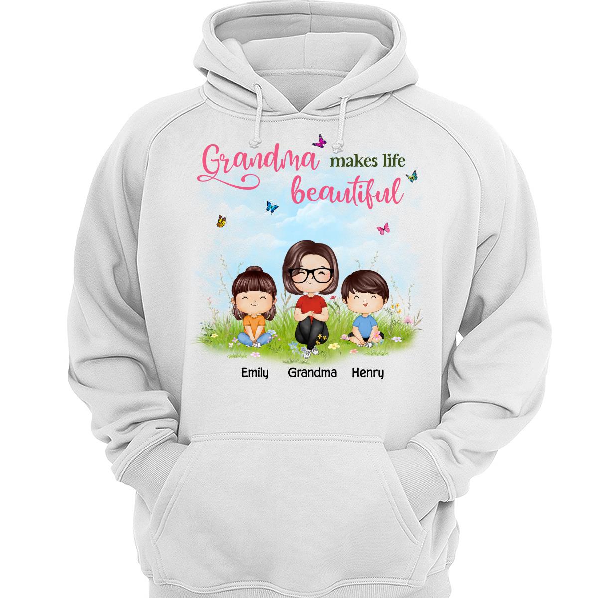Mom Grandma Makes Life Beautiful Wildflower Doll Family Watercolor Mother‘s Day Gift Personalized Shirt