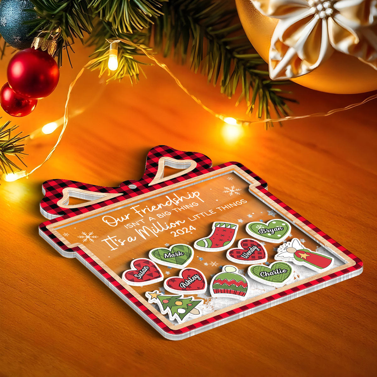 Our Friendship Is A Million Little Things Personalized Shaker Ornament, Christmas Gift For Besties, Best Friends, BFF