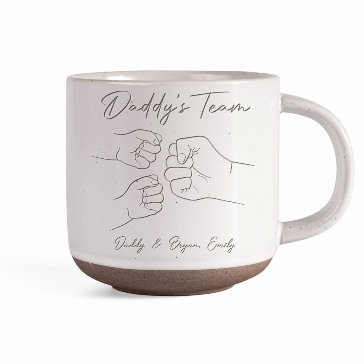 Daddy's Team Fist Bump Personalized Pottery Mug