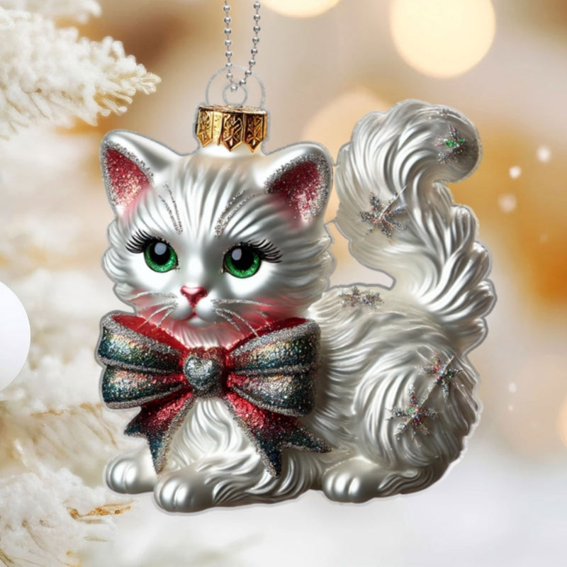 Christmas Cats 2D Flat Personalized Acrylic Ornament, Christmas Gift For Cat Lovers