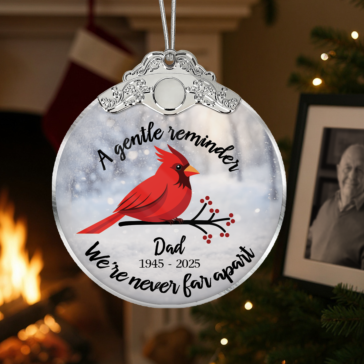 Cardinal Gentle Reminder From Heaven - Personalized Glass Ornament With Silver Cap - Christmas Memorial Keepsake For Family