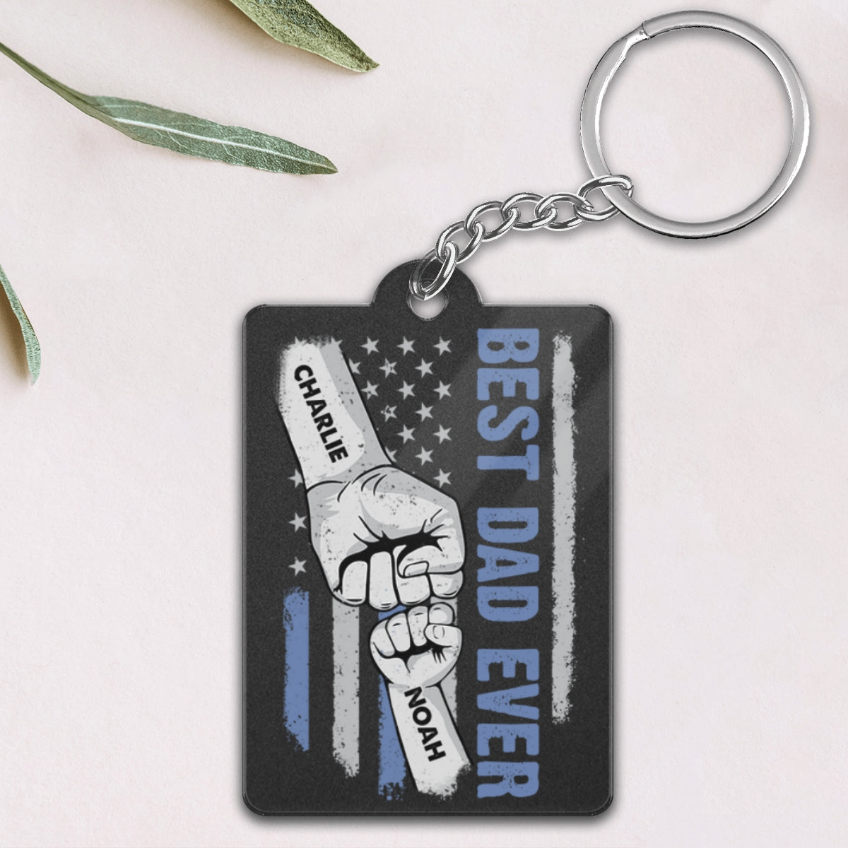 Best Dad Mom Ever Flag Punch Hand Personalized Acrylic Keychain