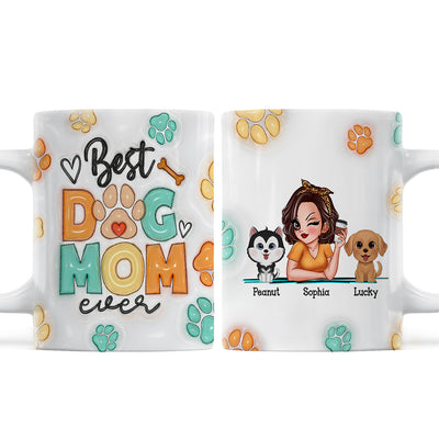 Best Dog Mom Ever 3D Effect Personalized Mug, Gift For Dog Mom