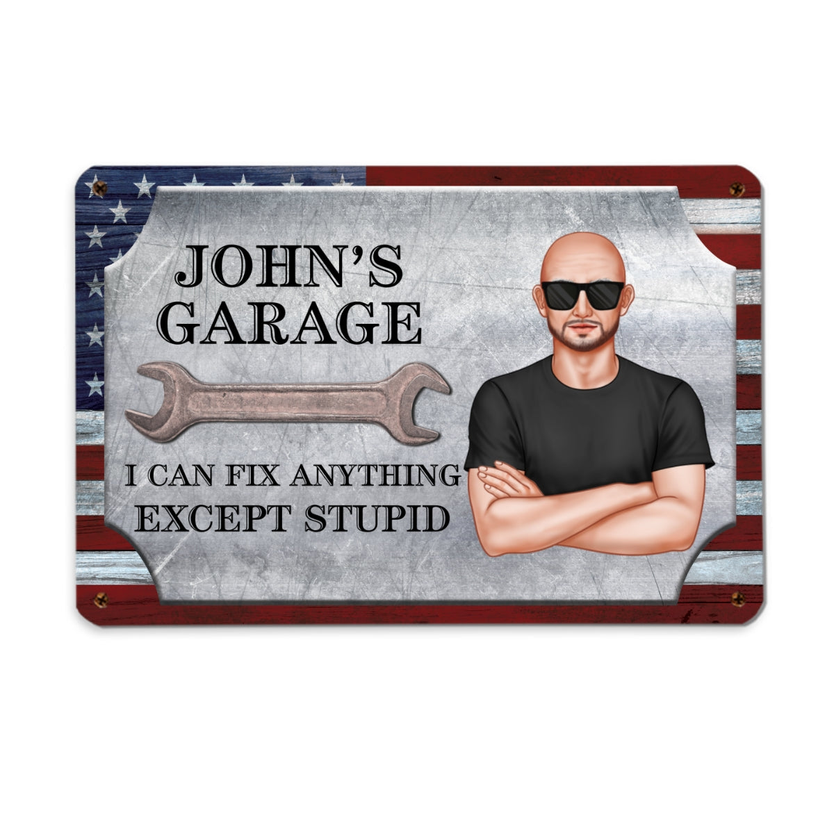 Garage Decor Gift For Husband Dad Grandpa I Can Fix Anything Except Stupid Personalized Metal Sign
