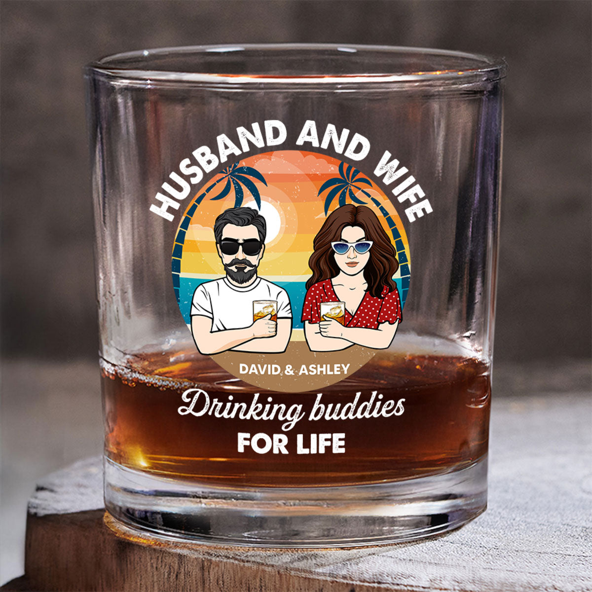 Husband And Wife Drinking Buddies for Life Personalized Wine Glass, Gift for him, Gift for her