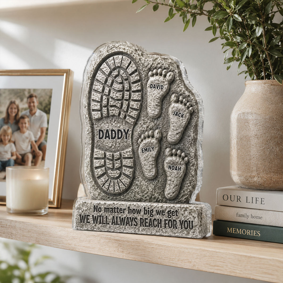 No Matter How Big We Get Always Reach For You Dad - Personalized Acrylic Block Plaque - Heartfelt Father's Day Gift For Dad, Husband