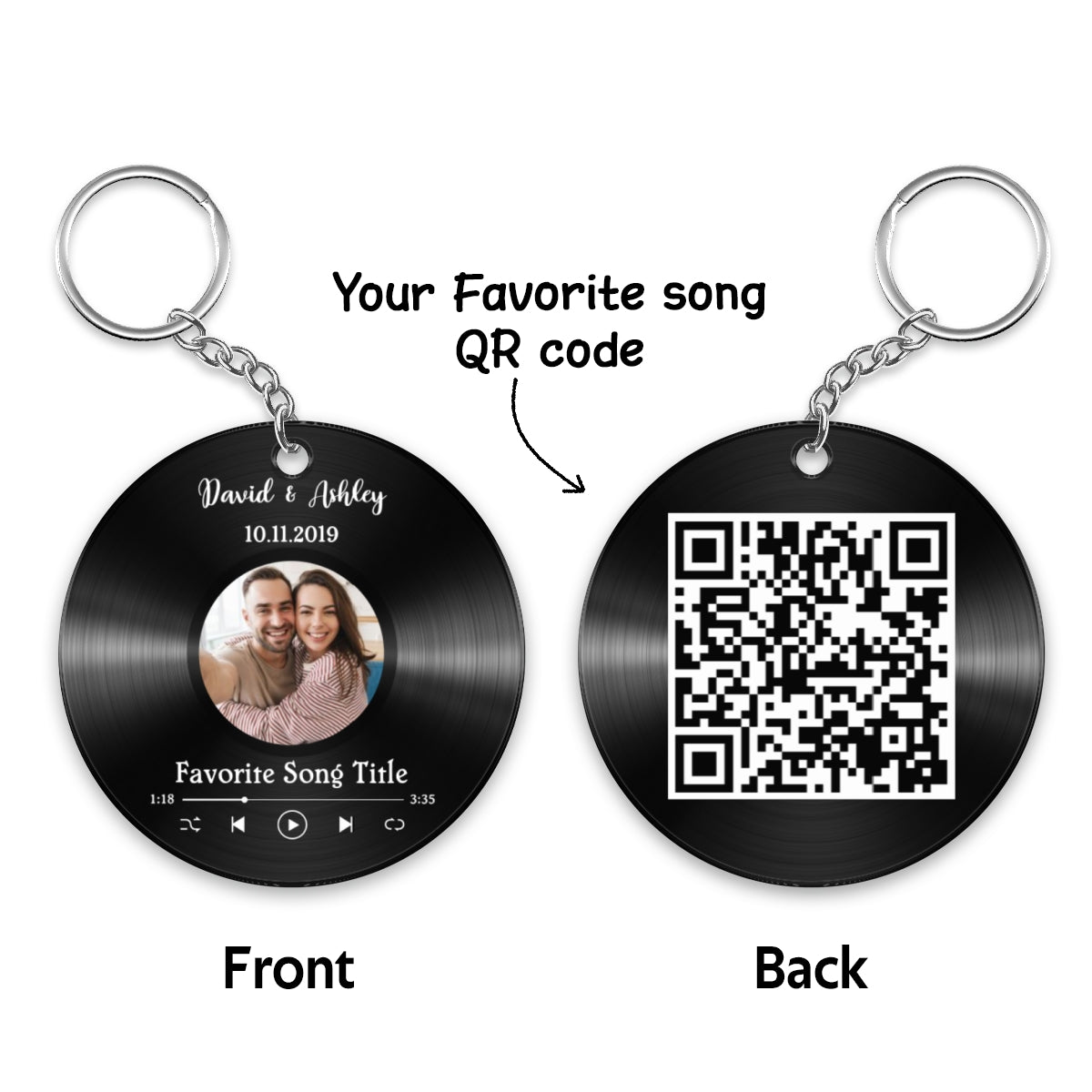 Custom Photo & Favorite Song QR Code Disc Personalized Acrylic Keychain