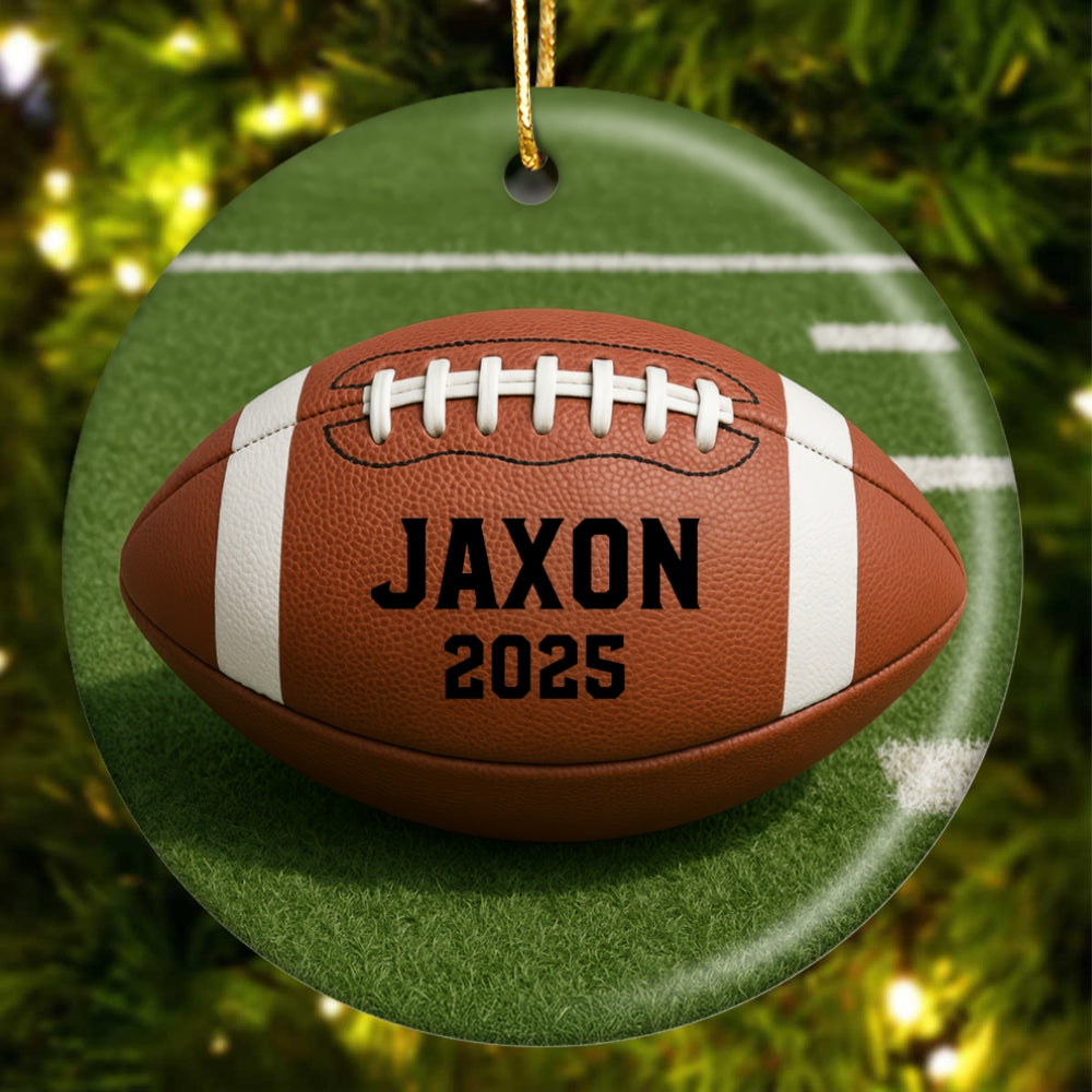 3D Effect Sport Player Custom Name & Number Soccer Baseball Football Basketball - Personalized Ceramic Ornament - Christmas Gift For Teenage, Kid