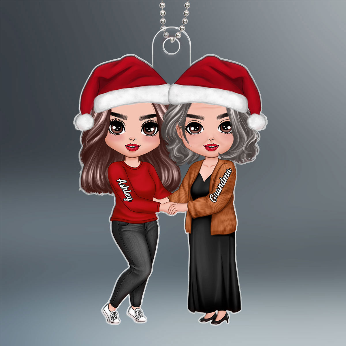 Grandma Adult Granddaughter Holding Hand Personalized Acrylic Ornament