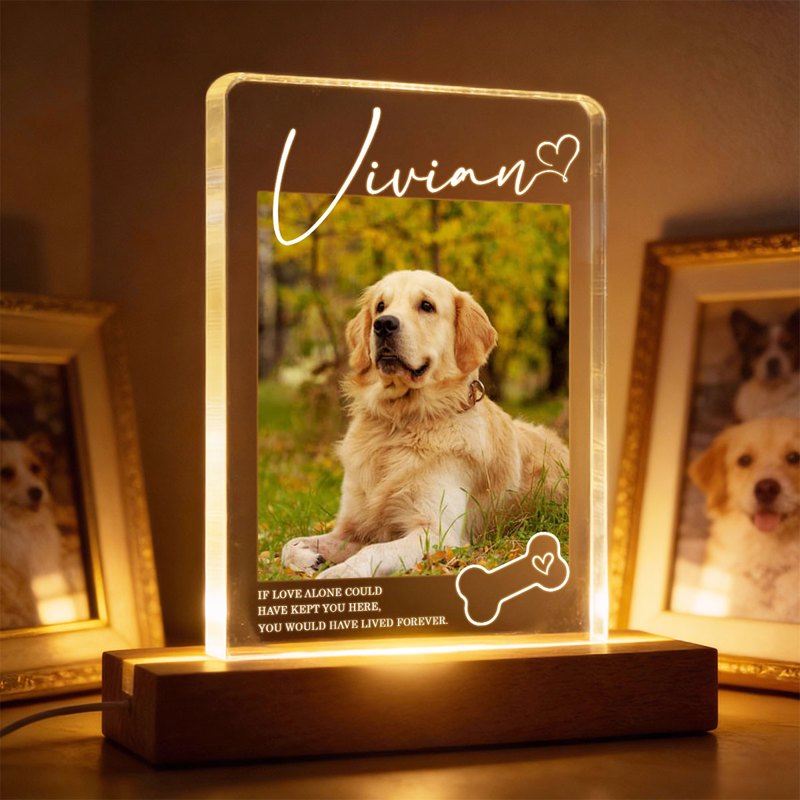 If Love Alone Could Have Kept You Here - Personalized Acrylic Block LED Night Light - Heartfelt Pet Loss Memorial Keepsake