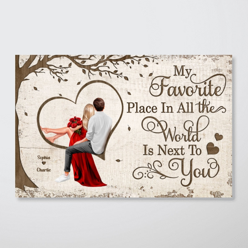 Favorite Place In The World Heart Couple Sitting Couple, Best Personalized Couple Gift For Valentine's Day, Anniversary Gift For Him, For Her