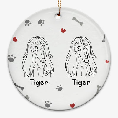 Funny Dog Portrait Christmas Personalized Circle Ornament