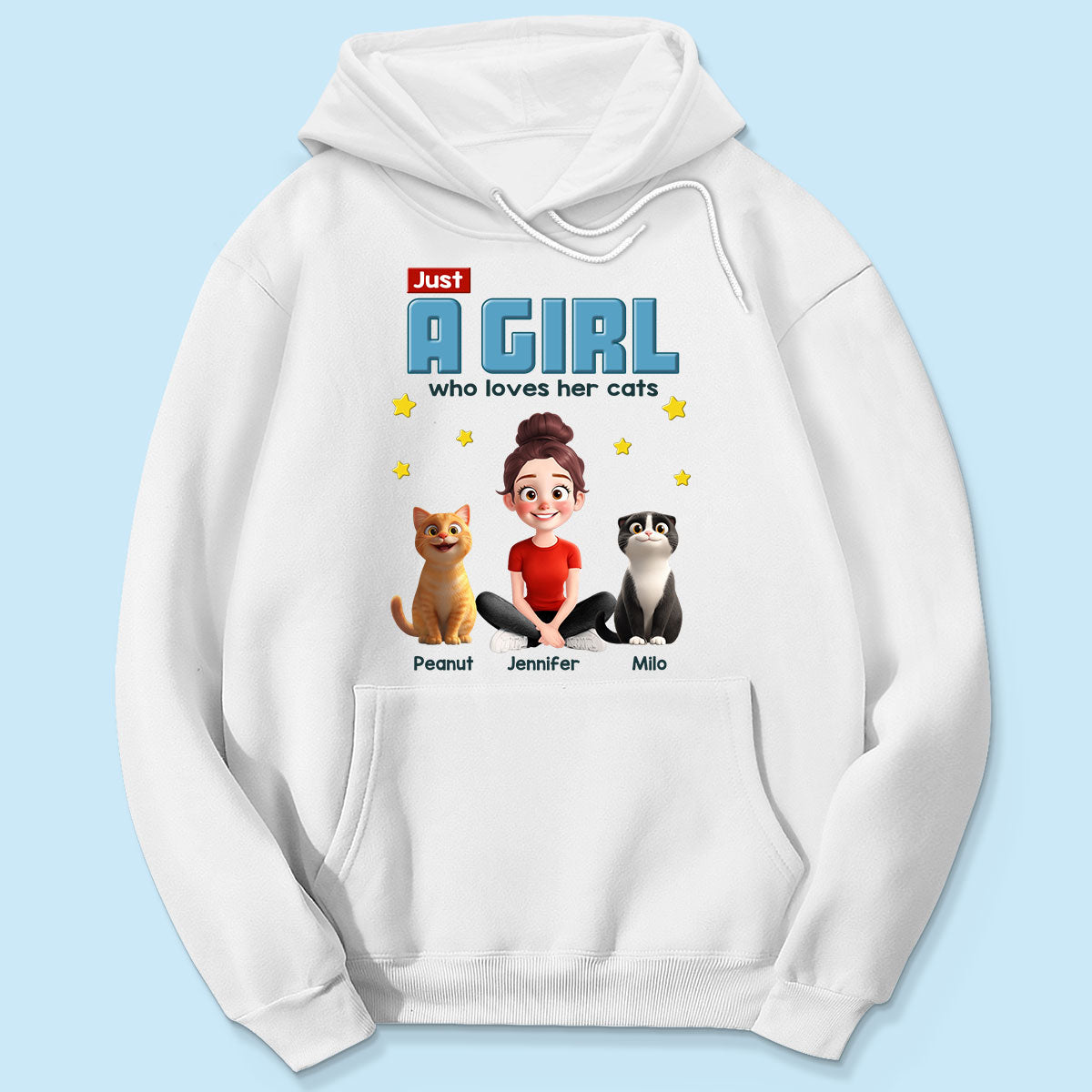 Just A Girl Who Loves Her Cat Cartoon Funny Cats Personalized Shirt
