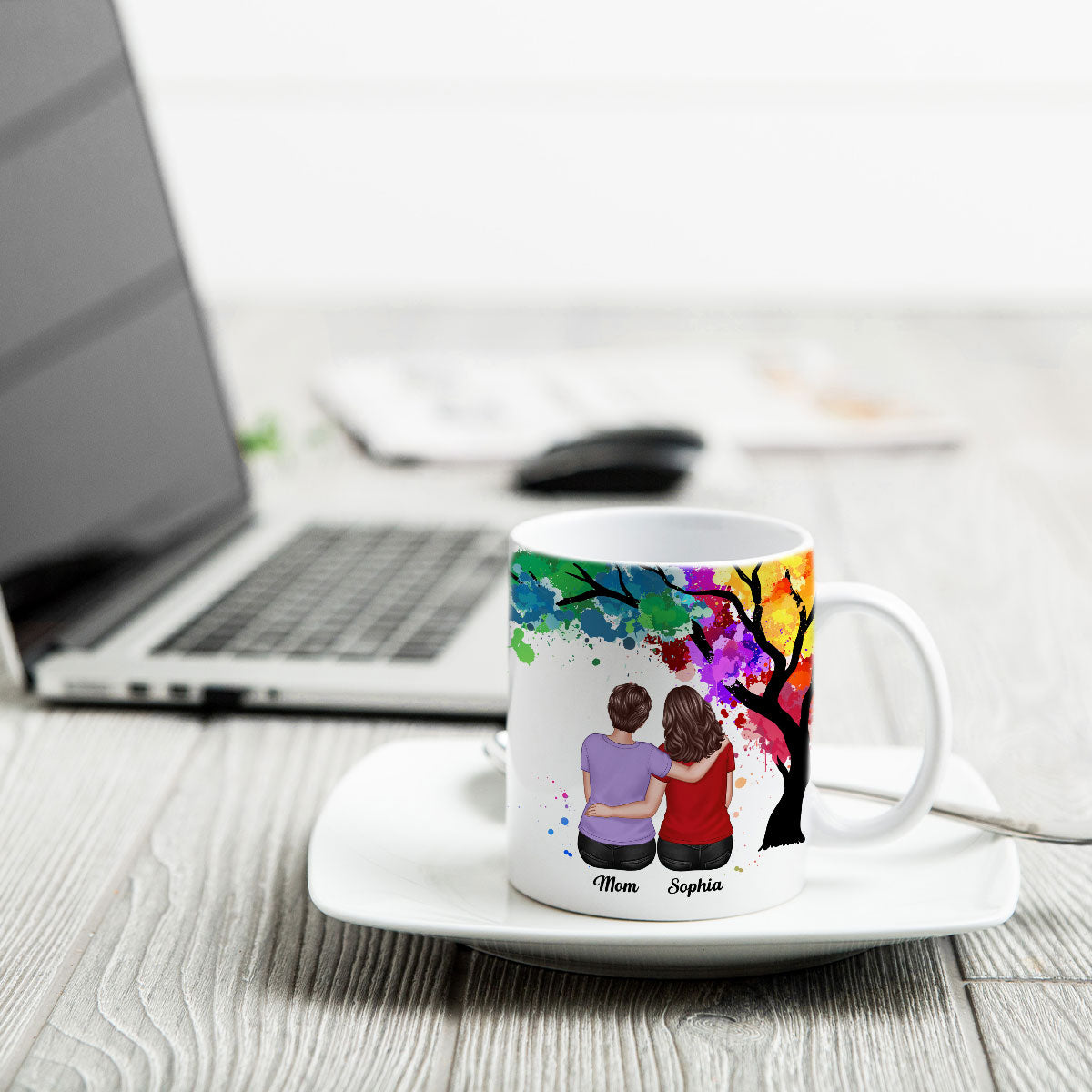 To My Daughter Happy Mother‘s Day Watercolor Tree Personalized Mug