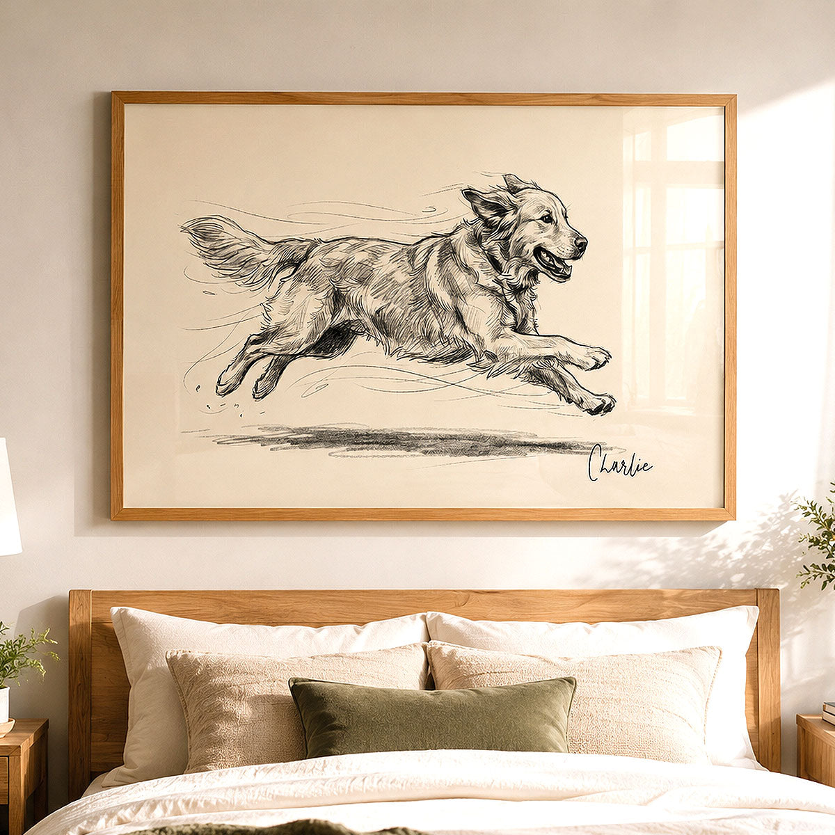 Dog with Zoomies Vintage Sketch From Your Pet Photo - Personalized Poster - Unique Pet Art Decor Gift For Dog Lover