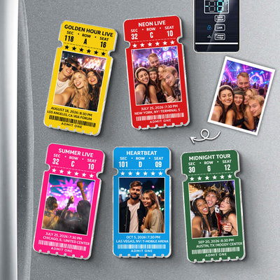 Custom Photo Concert Ticket - Personalized Acrylic Fridge Magnet - Christmas Gift for Music Lover, Friends, Family, Lovers