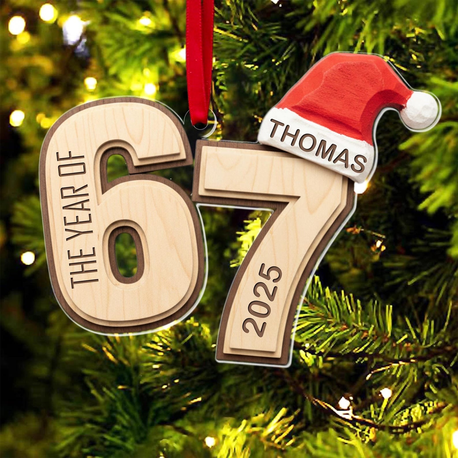 Custom Six Seven - Personalized Acrylic Ornament - Teen Slang Funny Tree Decor, Funny Teen Grandkid Gift