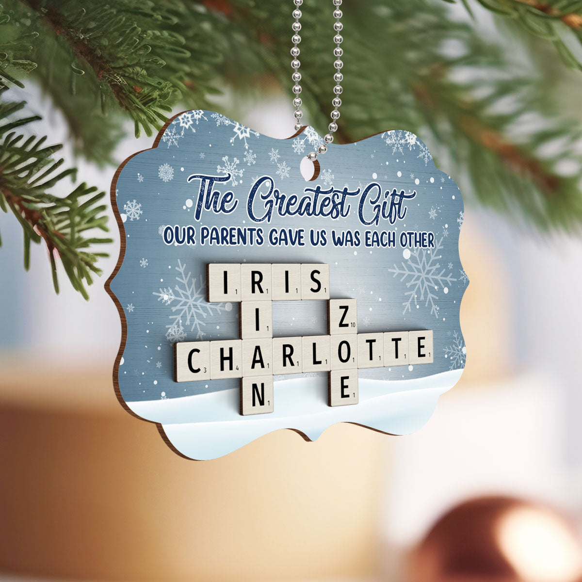 The Greatest Gift Our Grandparents Gave Us Was Each Other, Crossword Puzzle Art Personalized 2-Layered Wooden Ornament