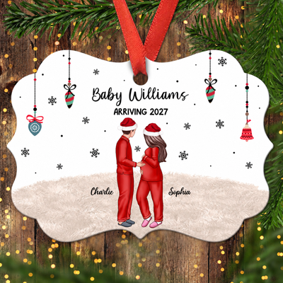Personalized Pregnancy Ornament, Expecting Family Christmas Personalized Aluminum Ornament, New Mom Christmas Gift