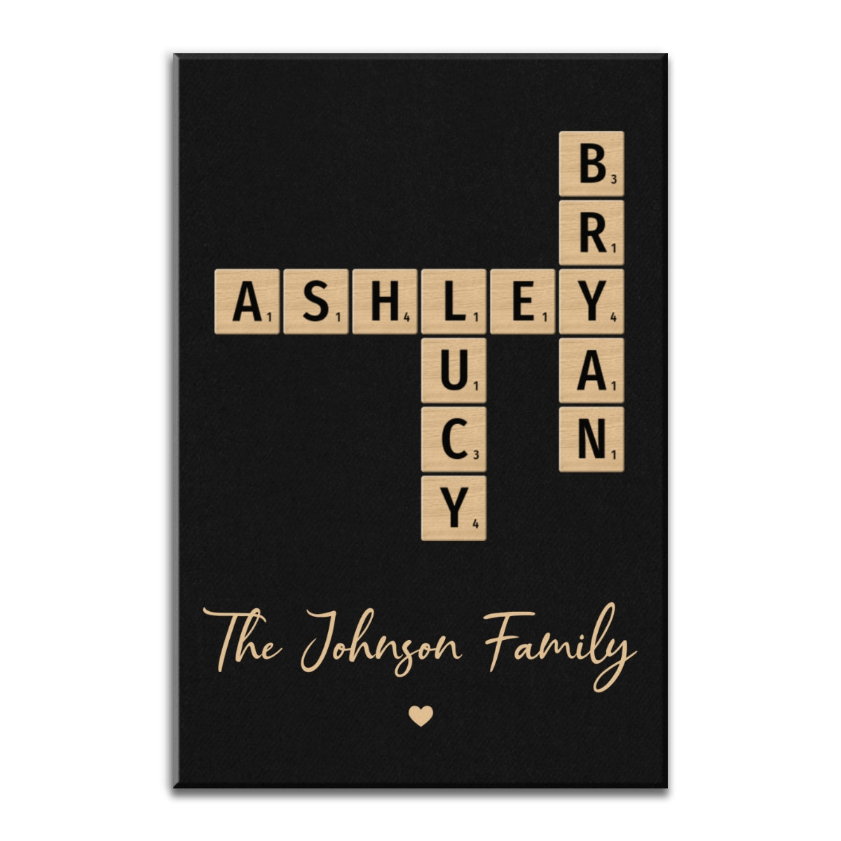 Family Crossword Art - Created In A Moment, Treasured Forever - Personalized Canvas Prints