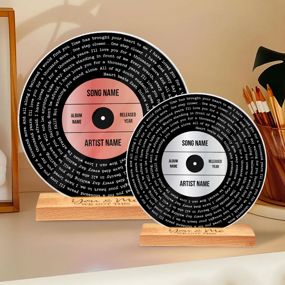 Personalized Gold Silver Copper Foil Printed Favorite Song Lyrics Record Acrylic Song Plaque, Perfect Wedding Gift, Anniversary Gift For Him For Her