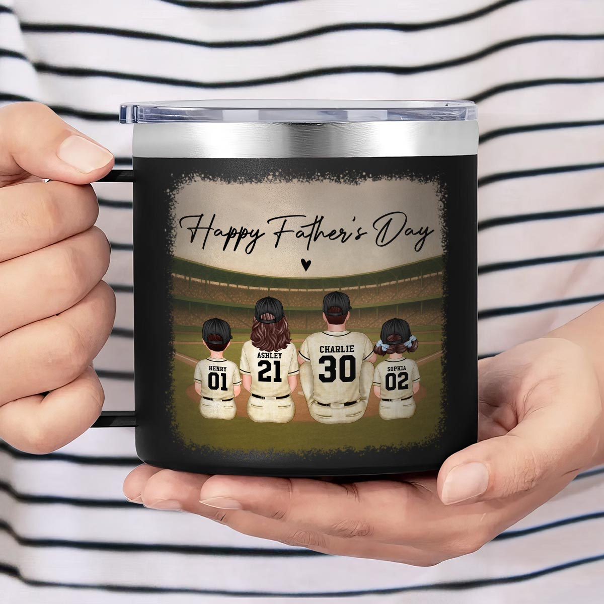 Retro Vintage Baseball Daddy's Dream Team Personalized Stainless Steel Tumbler, Gift For Dad
