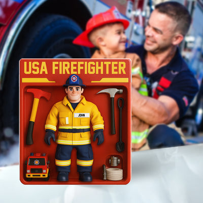 Personalized USA Firefighter Acrylic Plaque Decor, Custom Figure for Firefighters