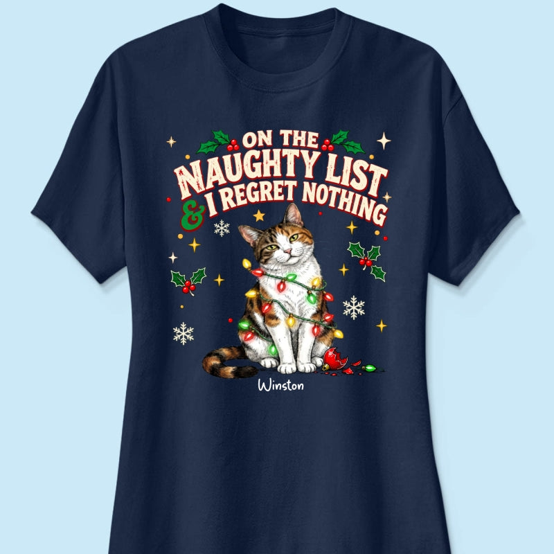 Meowy Catmas Bossy Cat Portrait From Your Photo - Personalized Shirt - Funny Festive Christmas Gift For Cat Lovers