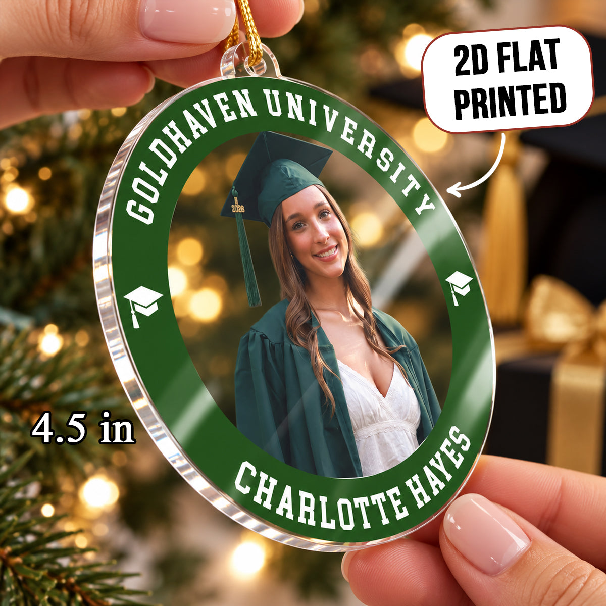 Custom Photo Senior Graduation - Personalized Acrylic Ornament - Senior Keepsake, Christmas Gift for Daughter, Son, Grandkids