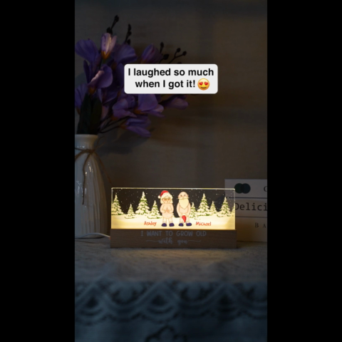 I Want To Grow Old With You Funny Christmas Couple Personalized Acrylic Block LED Night Light