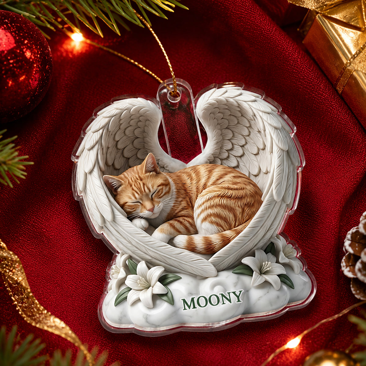 Custom Dog Cat Angel Wings Statue - Personalized Acrylic Ornament - Heartfelt Pet Memorial Gift