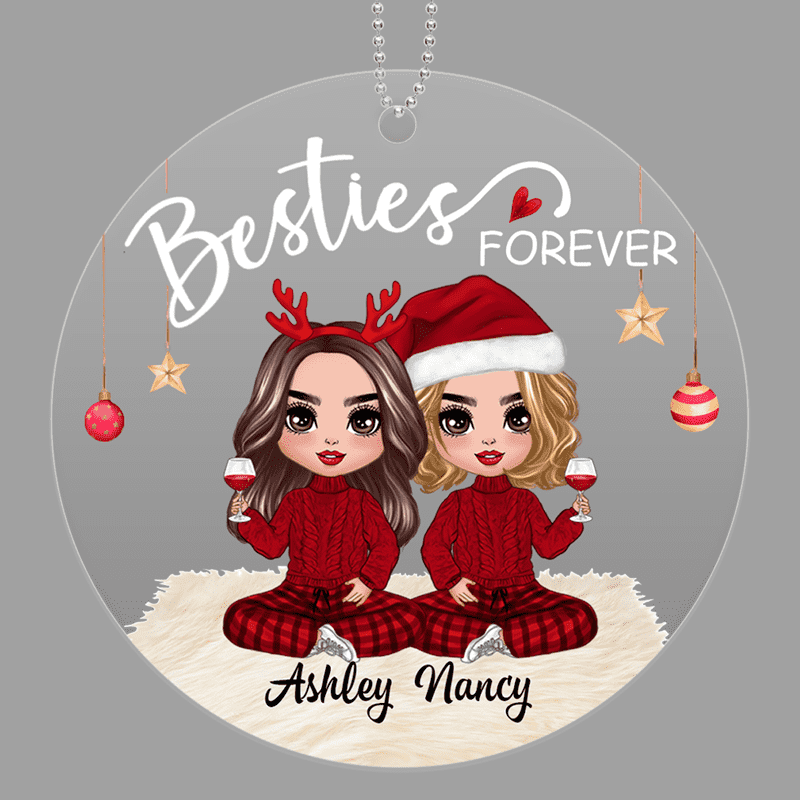 Soul Sisters Doll Besties Christmas Checkered Pants Personalized Acrylic Ornament