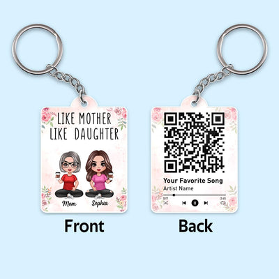 Like Mother Like Daughter Doll Women Sitting Favorite Song QR Code Personalized Acrylic Keychain