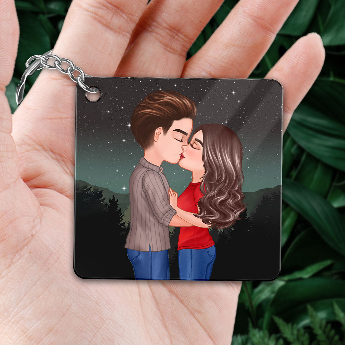 Doll Couple Kissing Anniversary Calendar Gift Personalized Acrylic Keychain
